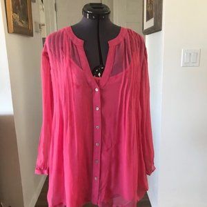 Sigrid Olsen pink silk chiffon blouse w camisole
